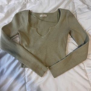 PACSUN RIBBED GREEN LONGSLEEVE